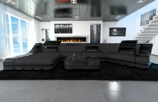 Webstoff Wohnlandschaft Treviano mit Ottomane C-Form L Mini – Bild 22