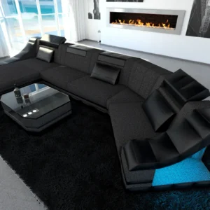 Webstoff Wohnlandschaft Treviano mit Ottomane C-Form L Mini