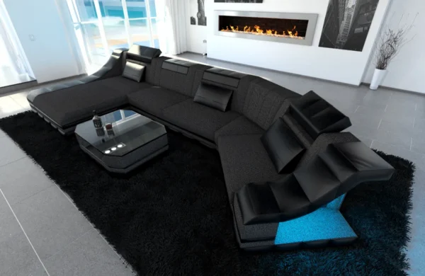 Webstoff Wohnlandschaft Treviano mit Ottomane C-Form L Mini – Bild 23