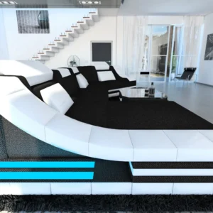 Webstoff Wohnlandschaft Treviano mit Ottomane C-Form L Mini