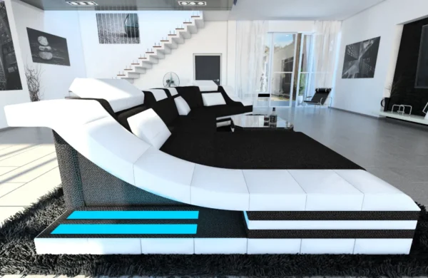 Webstoff Wohnlandschaft Treviano mit Ottomane C-Form L Mini – Bild 26