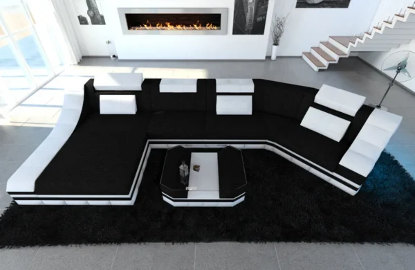 Webstoff Wohnlandschaft Treviano mit Ottomane C-Form L Mini – Bild 27
