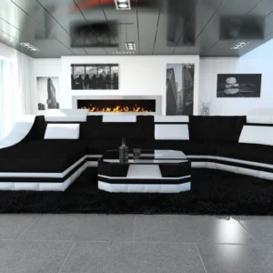 Webstoff Wohnlandschaft Treviano mit Ottomane C-Form L Mini