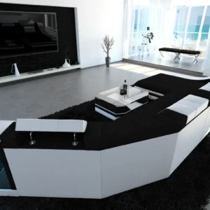 Webstoff Wohnlandschaft Treviano mit Ottomane C-Form L Mini