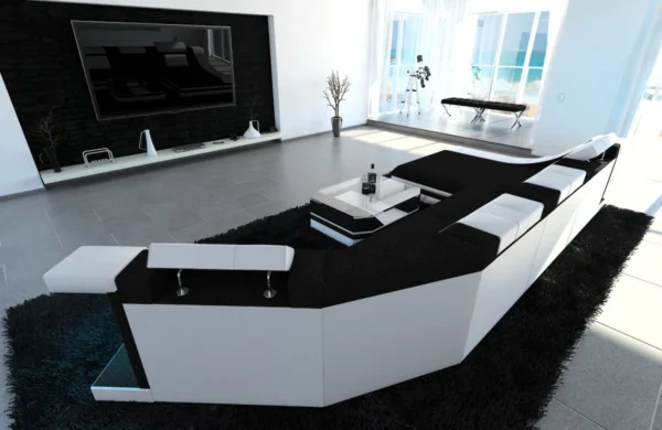 Webstoff Wohnlandschaft Treviano mit Ottomane C-Form L Mini – Bild 30