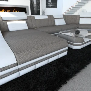 Webstoff Wohnlandschaft Treviano mit Ottomane C-Form L Mini