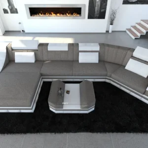 Webstoff Wohnlandschaft Treviano mit Ottomane C-Form L Mini
