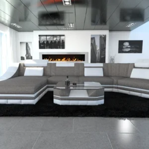 Webstoff Wohnlandschaft Treviano mit Ottomane C-Form L Mini