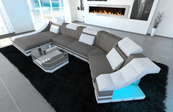 Webstoff Wohnlandschaft Treviano mit Ottomane C-Form L Mini – Bild 5