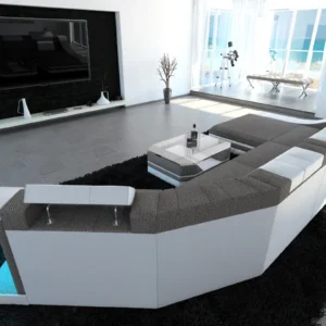 Webstoff Wohnlandschaft Treviano mit Ottomane C-Form L Mini