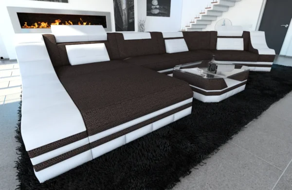 Webstoff Wohnlandschaft Treviano mit Ottomane C-Form L Mini – Bild 13