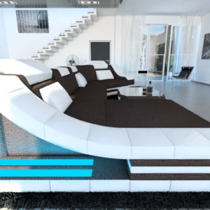 Webstoff Wohnlandschaft Treviano mit Ottomane C-Form L Mini
