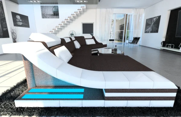 Webstoff Wohnlandschaft Treviano mit Ottomane C-Form L Mini – Bild 14