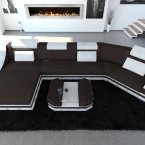 Webstoff Wohnlandschaft Treviano mit Ottomane C-Form L Mini