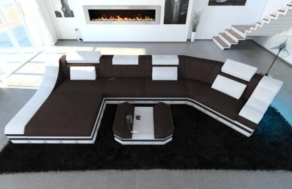Webstoff Wohnlandschaft Treviano mit Ottomane C-Form L Mini – Bild 15