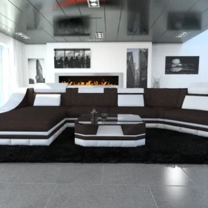 Webstoff Wohnlandschaft Treviano mit Ottomane C-Form L Mini