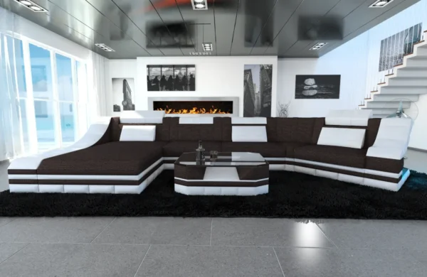 Webstoff Wohnlandschaft Treviano mit Ottomane C-Form L Mini – Bild 16