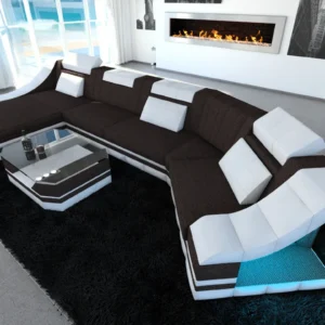 Webstoff Wohnlandschaft Treviano mit Ottomane C-Form L Mini