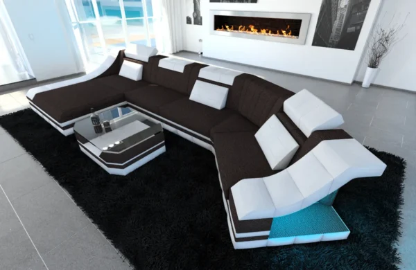 Webstoff Wohnlandschaft Treviano mit Ottomane C-Form L Mini – Bild 17