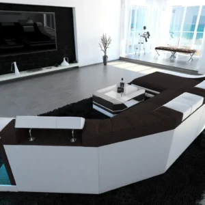 Webstoff Wohnlandschaft Treviano mit Ottomane C-Form L Mini