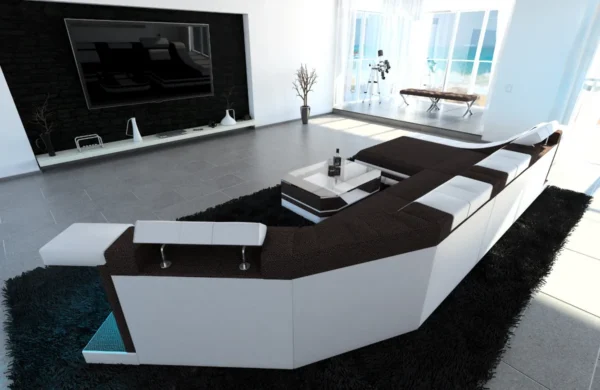 Webstoff Wohnlandschaft Treviano mit Ottomane C-Form L Mini – Bild 18