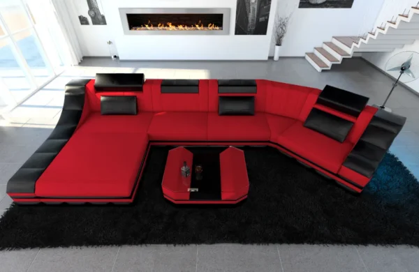 Mikrofaser Wohnlandschaft Treviano mit Ottomane C-Form L Mini – Bild 3