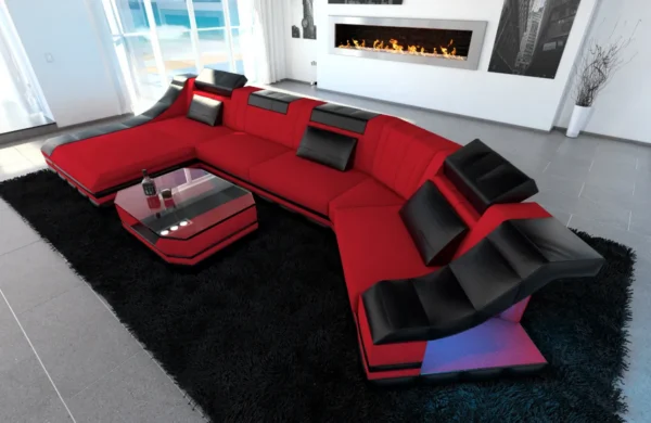 Mikrofaser Wohnlandschaft Treviano mit Ottomane C-Form L Mini – Bild 5