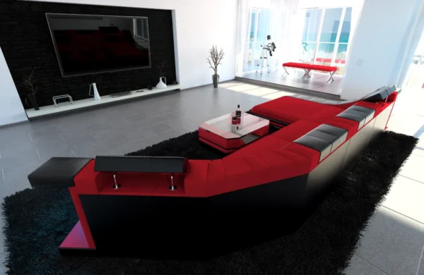 Mikrofaser Wohnlandschaft Treviano mit Ottomane C-Form L Mini – Bild 6