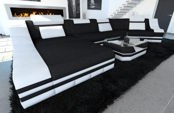Mikrofaser Wohnlandschaft Treviano mit Ottomane C-Form L Mini – Bild 13