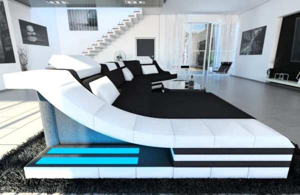 Mikrofaser Wohnlandschaft Treviano mit Ottomane C-Form L Mini – Bild 14
