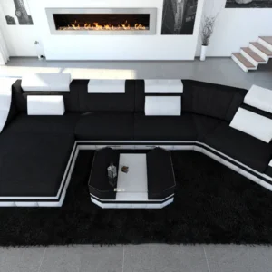 Mikrofaser Wohnlandschaft Treviano mit Ottomane C-Form L Mini
