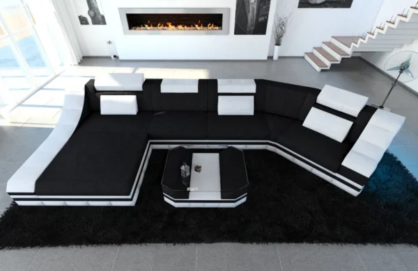 Mikrofaser Wohnlandschaft Treviano mit Ottomane C-Form L Mini – Bild 15