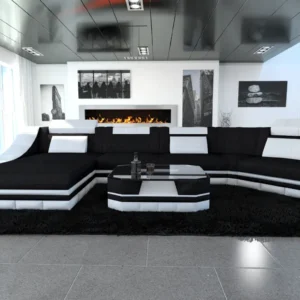 Mikrofaser Wohnlandschaft Treviano mit Ottomane C-Form L Mini