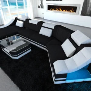 Mikrofaser Wohnlandschaft Treviano mit Ottomane C-Form L Mini