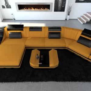 Mikrofaser Wohnlandschaft Treviano mit Ottomane C-Form L Mini