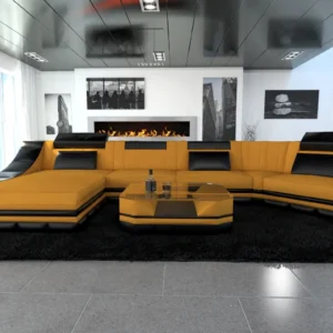 Mikrofaser Wohnlandschaft Treviano mit Ottomane C-Form L Mini