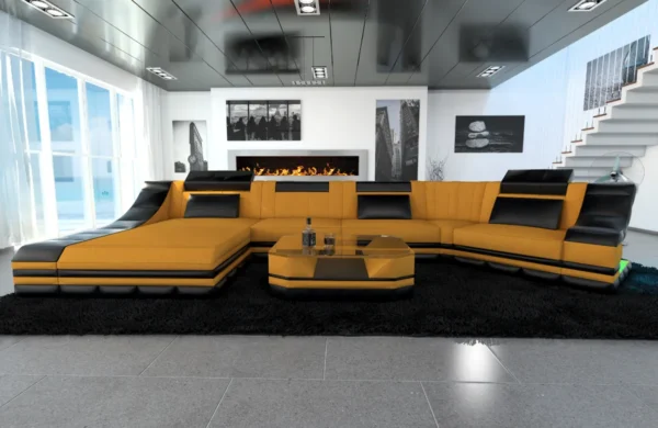 Mikrofaser Wohnlandschaft Treviano mit Ottomane C-Form L Mini – Bild 10