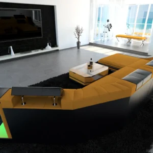 Mikrofaser Wohnlandschaft Treviano mit Ottomane C-Form L Mini