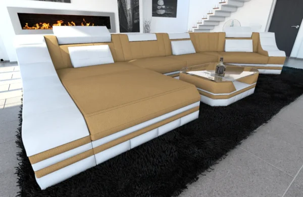 Mikrofaser Wohnlandschaft Treviano mit Ottomane C-Form L Mini – Bild 19
