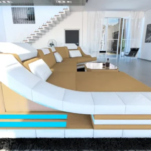 Mikrofaser Wohnlandschaft Treviano mit Ottomane C-Form L Mini