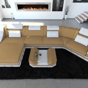 Mikrofaser Wohnlandschaft Treviano mit Ottomane C-Form L Mini
