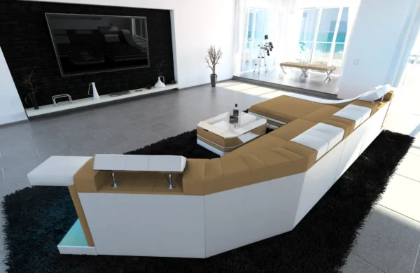 Mikrofaser Wohnlandschaft Treviano mit Ottomane C-Form L Mini – Bild 24