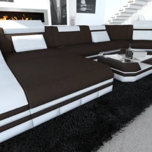 Mikrofaser Wohnlandschaft Treviano mit Ottomane C-Form L Mini