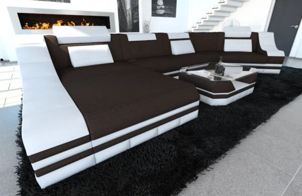 Mikrofaser Wohnlandschaft Treviano mit Ottomane C-Form L Mini – Bild 25