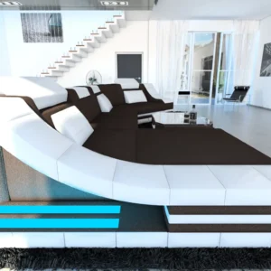 Mikrofaser Wohnlandschaft Treviano mit Ottomane C-Form L Mini