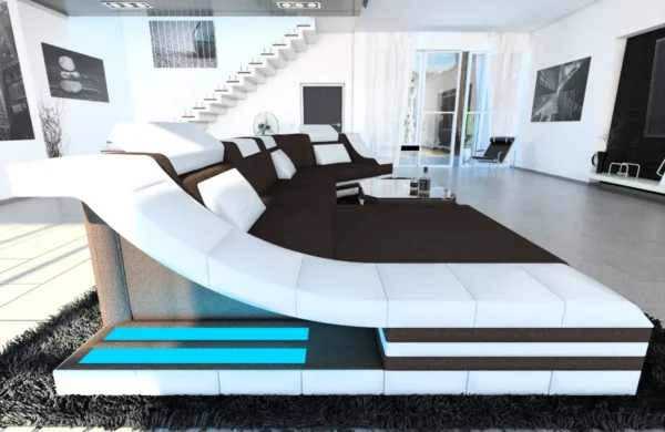 Mikrofaser Wohnlandschaft Treviano mit Ottomane C-Form L Mini – Bild 26
