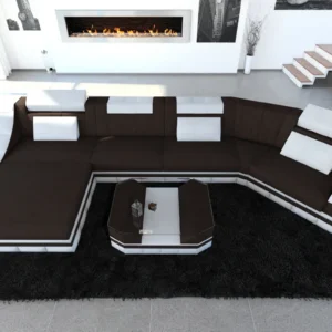 Mikrofaser Wohnlandschaft Treviano mit Ottomane C-Form L Mini