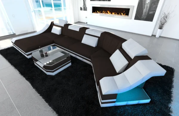 Mikrofaser Wohnlandschaft Treviano mit Ottomane C-Form L Mini – Bild 29