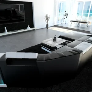 Echtleder Wohnlandschaft Treviano mit Ottomane C-Form L Mini