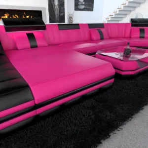 Kunstleder Wohnlandschaft Treviano mit Ottomane C-Form L Mini